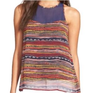 Womens Sam Edelman Sleeveless Multicolor Tank Blouse Top Tunic Size S